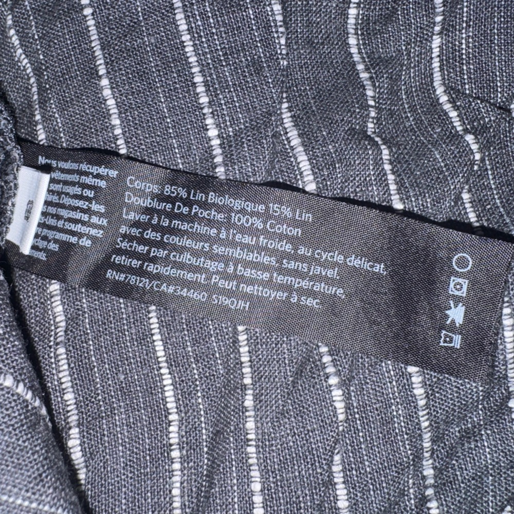 Eileen Fisher Delave Organic Linen Pull on High Rise Stripe Pants Larege P/S - Picture 8 of 8